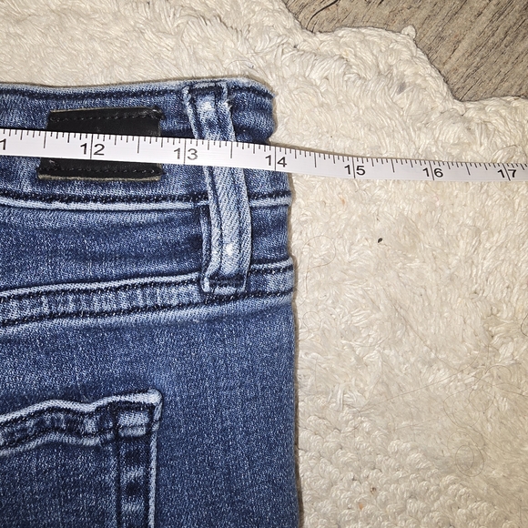 Vintage Ralph Lauren Dark Blue Crop Straight Leg Jeans With Plaid Cuff Lining - Picture 9 of 9
